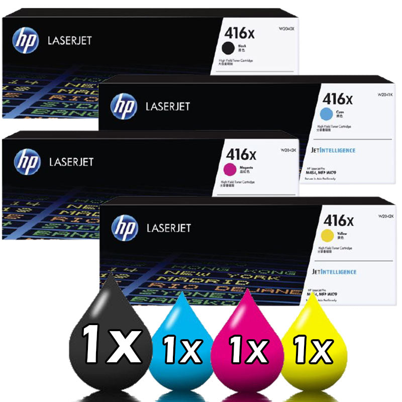 Genuine 4 Pack HP 416X Toner W2040X-W2043X 1BKX,1CX,1MX,1YX
