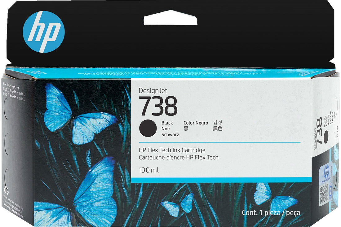 Genuine HP 738B DesignJet Black Ink Cartridge 130-ml 498P2A