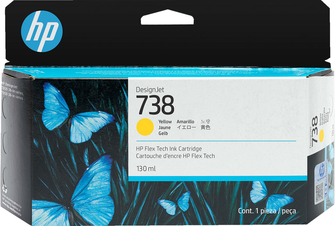Genuine HP 738 DesignJet Yellow Ink Cartridge 130-ml 498N7A