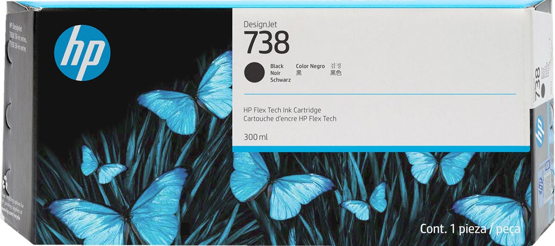 Genuine HP 738B DesignJet Black Ink Cartridge 300-ml 498P6A