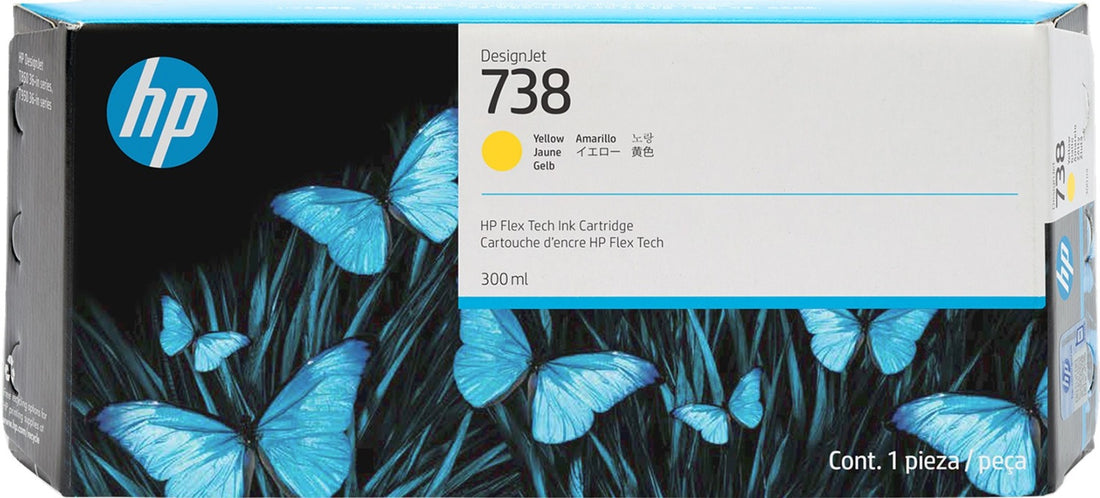 Genuine HP 738 DesignJet Yellow Ink Cartridge 300-ml 676M8A