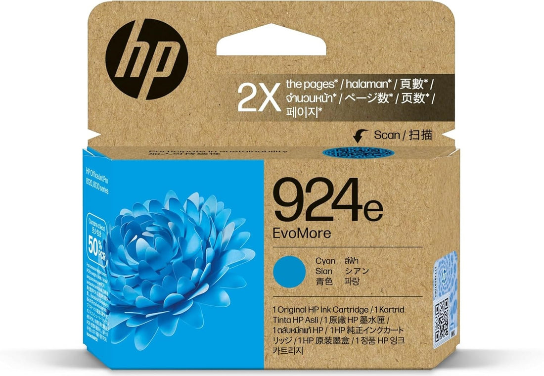Genuine HP 924e EvoMore Cyan High Capacity Ink Cartridge 4K0U7NA ~ 800 Print