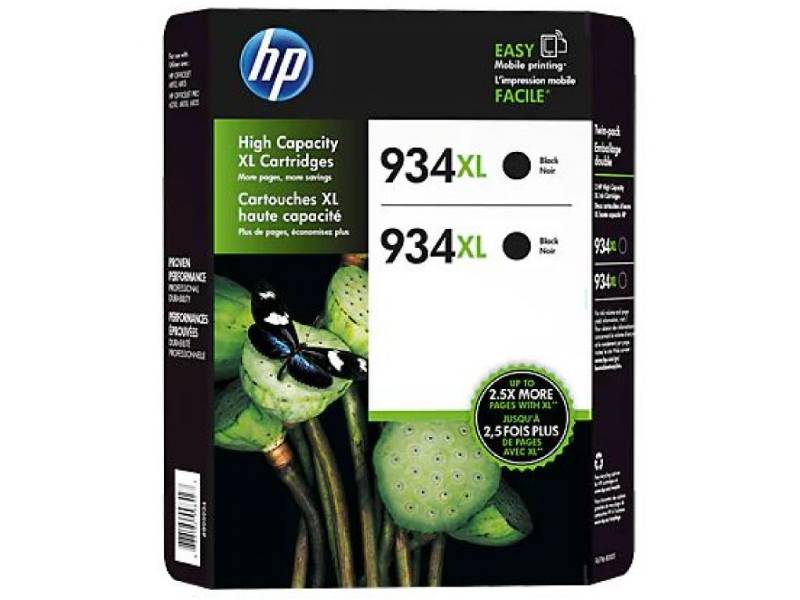 Genuine 2 Pack HP 934XL Black C2P23AA Ink Cartridges 1000 print
