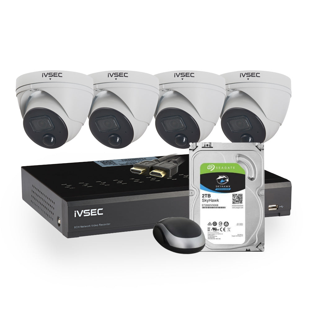 IVSEC KIT 4 X 5MP NC110XC IP CAM +NR308XC POE NVR 4K 2TB HDD IV