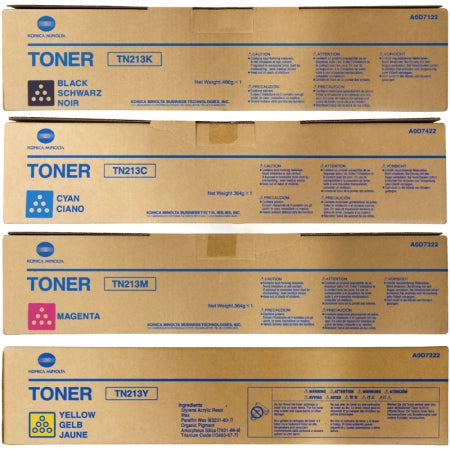 Genuine 4 Pack Konica Minolta TN213 Toner Bizhub C203 C253 1BK,1C,1M,1Y Promo Pack: Includes 1x Extra Black (2x Black in total)