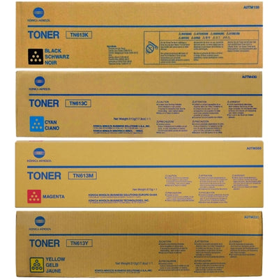 Genuine 4 Pack Konica Minolta TN613 Toner 1BK,1C,1Y,1M