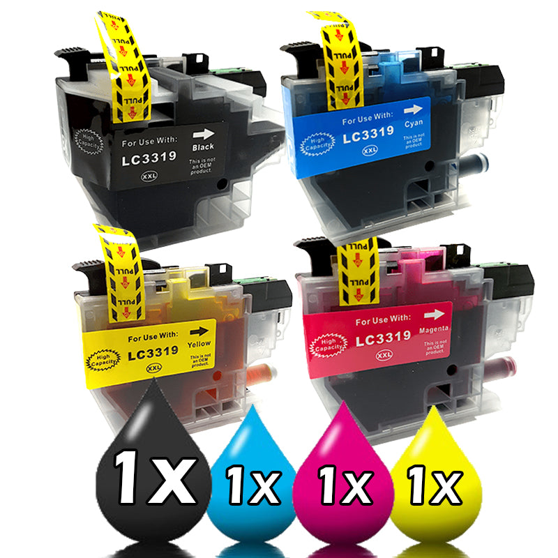 4 Pack Brother LC3319XL Compatible Ink Cartridges 1C,1Y,1M,1BK