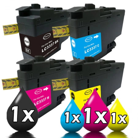 4 Pack Brother LC3337 Ink Cartridges Compatible 1BK+1C+1M+1Y / Buy 5 get 1 free