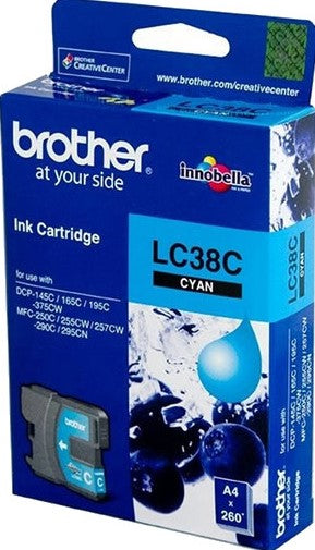 Genuine Brother LC38C Cyan Ink Cartridge 300 Print Yield