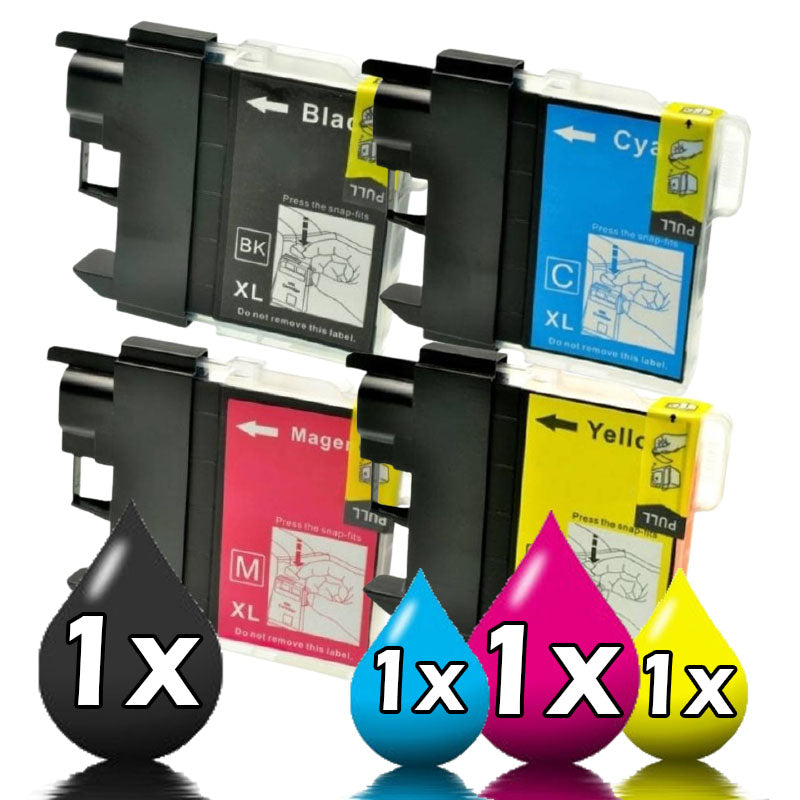 4 Pack Brother Compatible Ink Cartridges Set 1BK, 1C, 1M, 1Y (Brother LC-39)