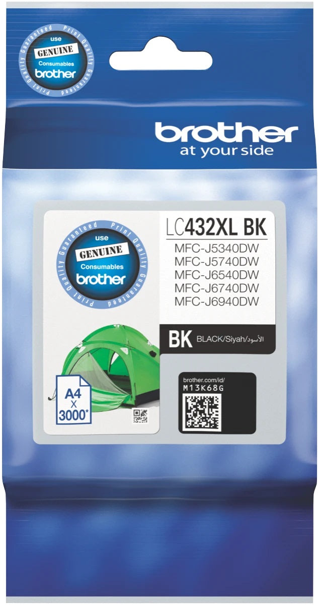 Genuine Brother LC-432XLBK High Capacity Black Ink Cartridge 3,000 Print