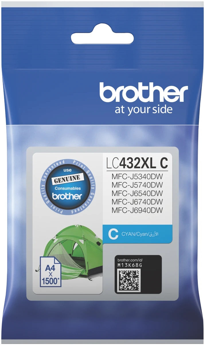Genuine Brother LC-432XLC Cyan High Capacity Ink Cartridge 1,500 Print