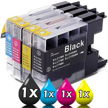 4 Pack Brother LC77XL Compatible Inkjet Cartridge 1CXL,1YXL,1MXL,1BKXL