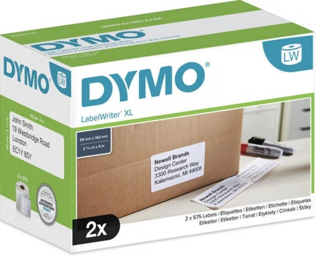 2 Rolls Dymo S0947420 White Thermal Shipping Label Roll 102mm (W) x 59mm (H) 575/Roll
