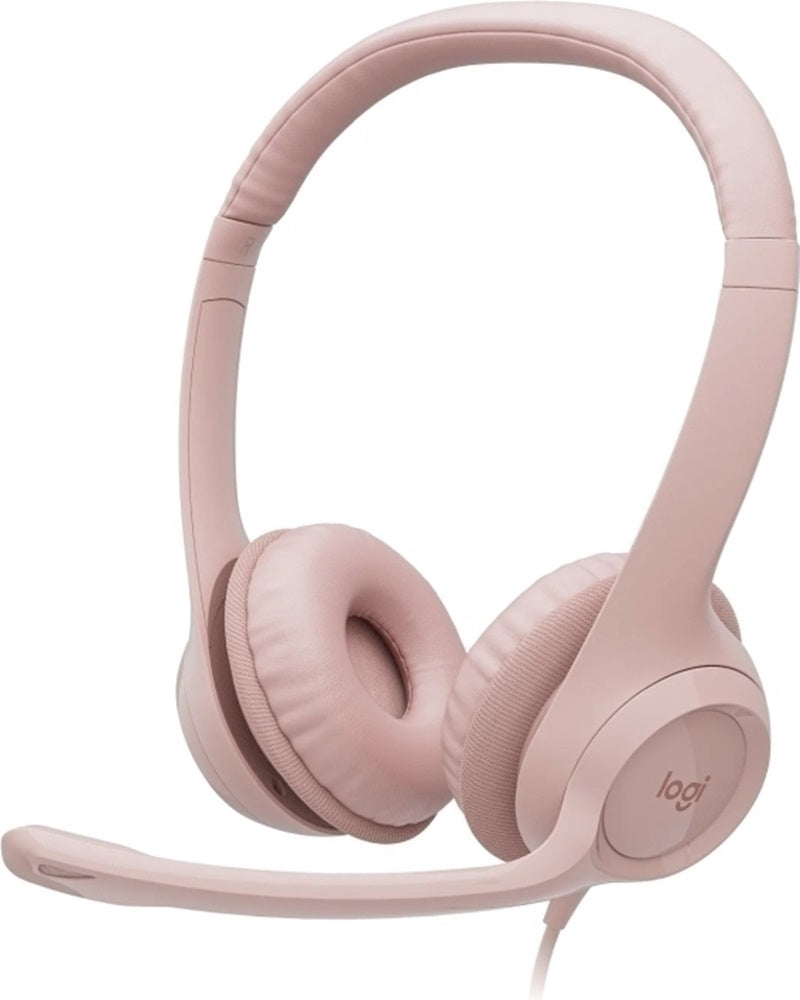 Logitech H390 Wired USB Headset - Rose with Noise-Cancelling Mic
