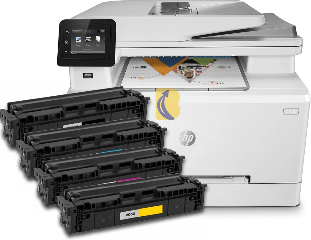 HP M283FDW Color Laserjet Multifunctiona + 4-Pack C M Y K Compatible Toner Pack