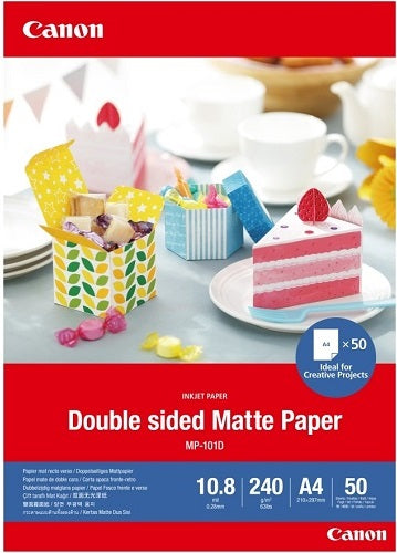 Genuine Canon A4 MP-101DA4 Double Sided Matte Photo Paper 240gsm 50 Sheets/Pack