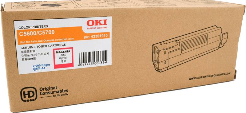 Genuine OKI C5600 C5700 43381910 Magenta Toner Cartridge 2,000 Print