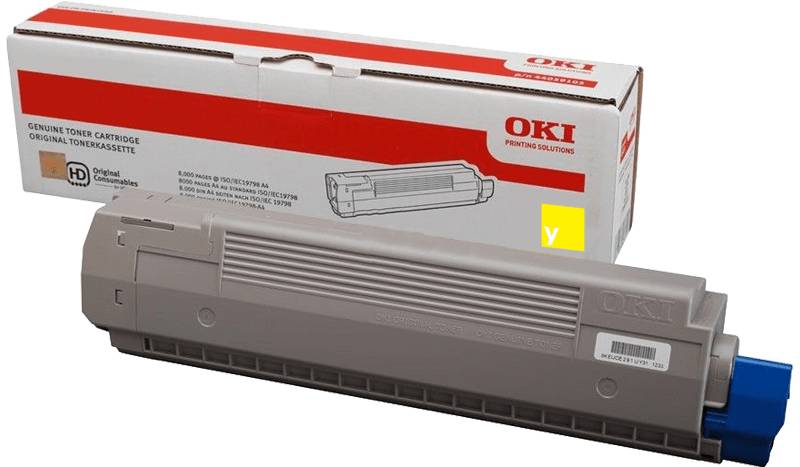 Genuine OKI C810 Yellow Toner Cartridge 44059133 8,000 Print