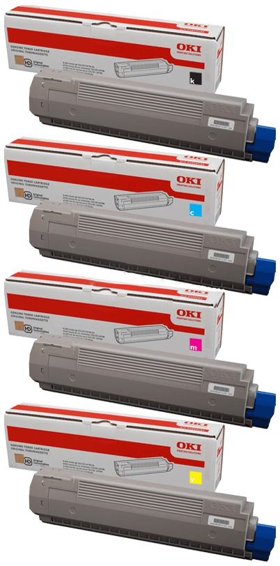 Genuine 4 Pack OKI Toner Set C810, C830 (44059133-44059136) 1BK,1C,1M,1Y