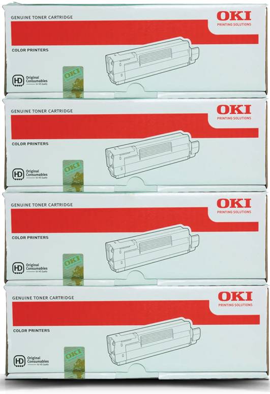 Pack of 4 Genuine OKI C510DN MC562w toner tet 44469725 44469726 44469727 44973552 1BK/7K,1C/5K,1M/5K,1Y/5K
