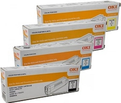 Genuine 4 Pack OKI C833N 46443105-46443108 Toner Cartridges 1C,1M,1Y,1BK