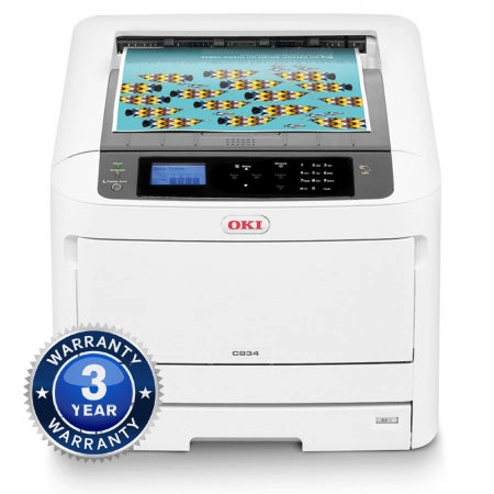OKI A3 C834DNW Colour Laser Printer Duplex Wifi+Bonus 3 Years Warranty