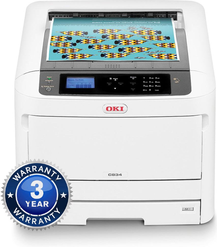 OKI A3 C834NW Colour Laser Printer Wifi & Network 3year Warranty