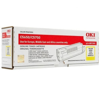 Genuine OKI C5650 43872309 Yellow Toner Cartridge 2,000 Prints