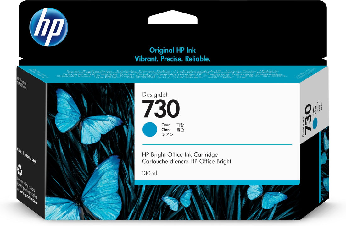 Genuine HP 730 130ml DesignJet Cyan Ink Cartridge P2V62A