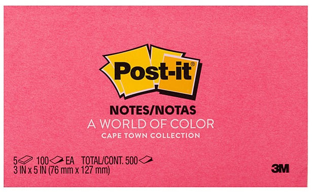 Post-It Notes Assorted Colours 76 x 127mm 5-Pack
