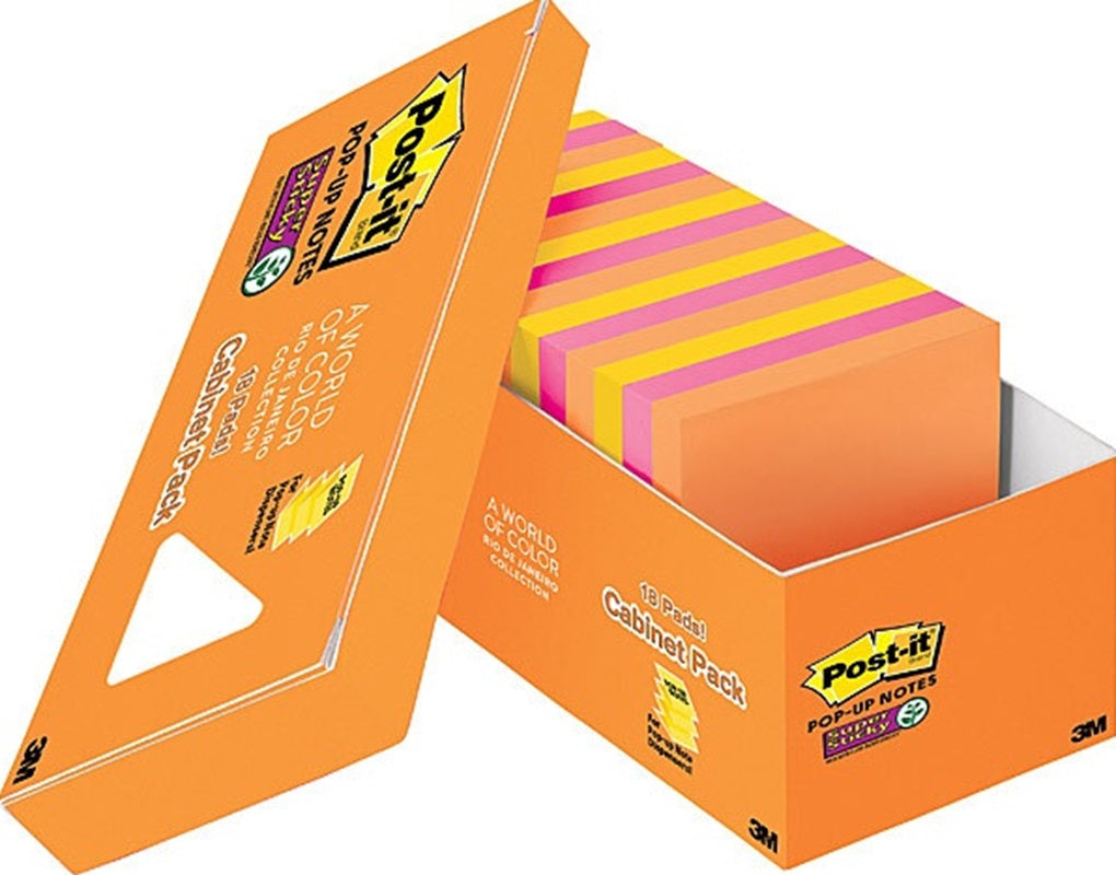 Post-It Super Sticky Pop-up Notes Rio De Janeiro 76 x 76mm 18-Pack