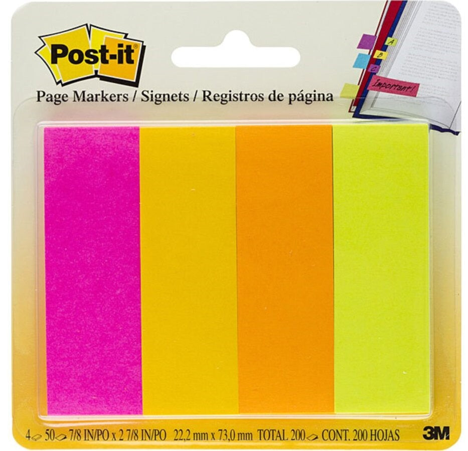 Post-It Page Markers Assorted Colours 23 x 73mm 200-Pack - Box of 6