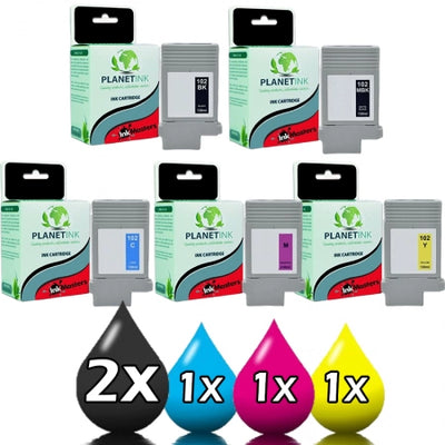 5-Pack Compatible Canon PFI102 0894B001AA 0895B001AA 0896B001AA 0897B001AA 0898B001AA Ink Cartridges