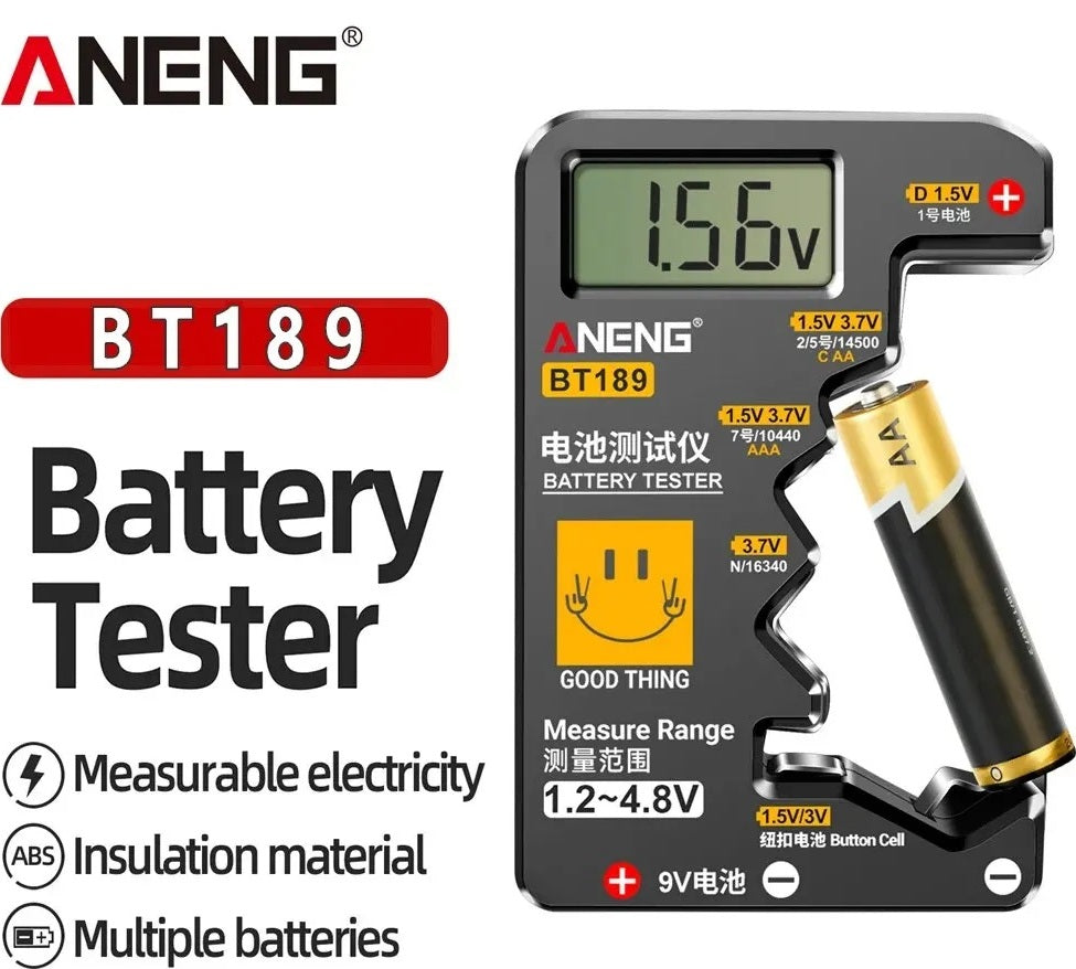 ANENG BT189 Button Cell Battery Tester 9V N D C AA AAA Universal Household LCD Display Battery Tester Power Bank Detectors Tool