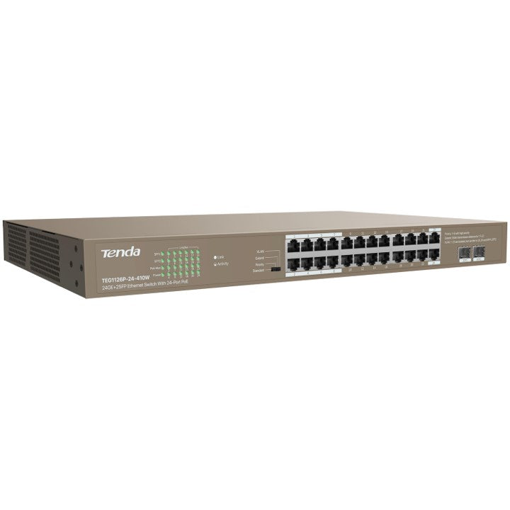 TENDA TEG1126P-24-410W 24GE + 2SFP SWITCH WITH 24-PORT POE+