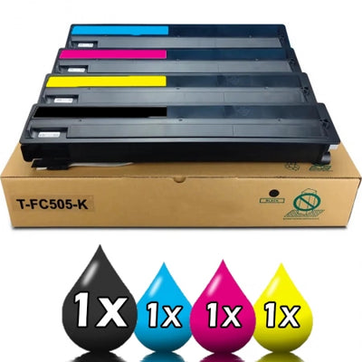 Pack of 4 Toshiba TFC505 Compatible Toner Bundle 1BK 1C 1M 1Y