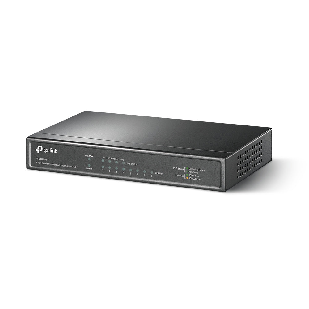8-PORT GIGABIT DESKTOP POE SWITCH 8 GIGABIT RJ45 PORTS INCLUDING 4 POE PORTS 53W