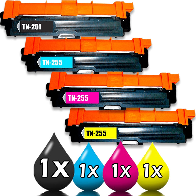 4 Pack Brother TN-251/TN-255 Compatible Toner Cartridges Set 1BK,1C,1M,1Y
