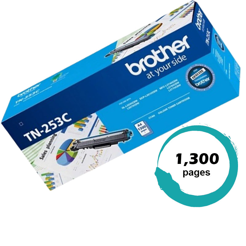 Genuine Brother TN253C Cyan Toner Cartridge 1,300 Page