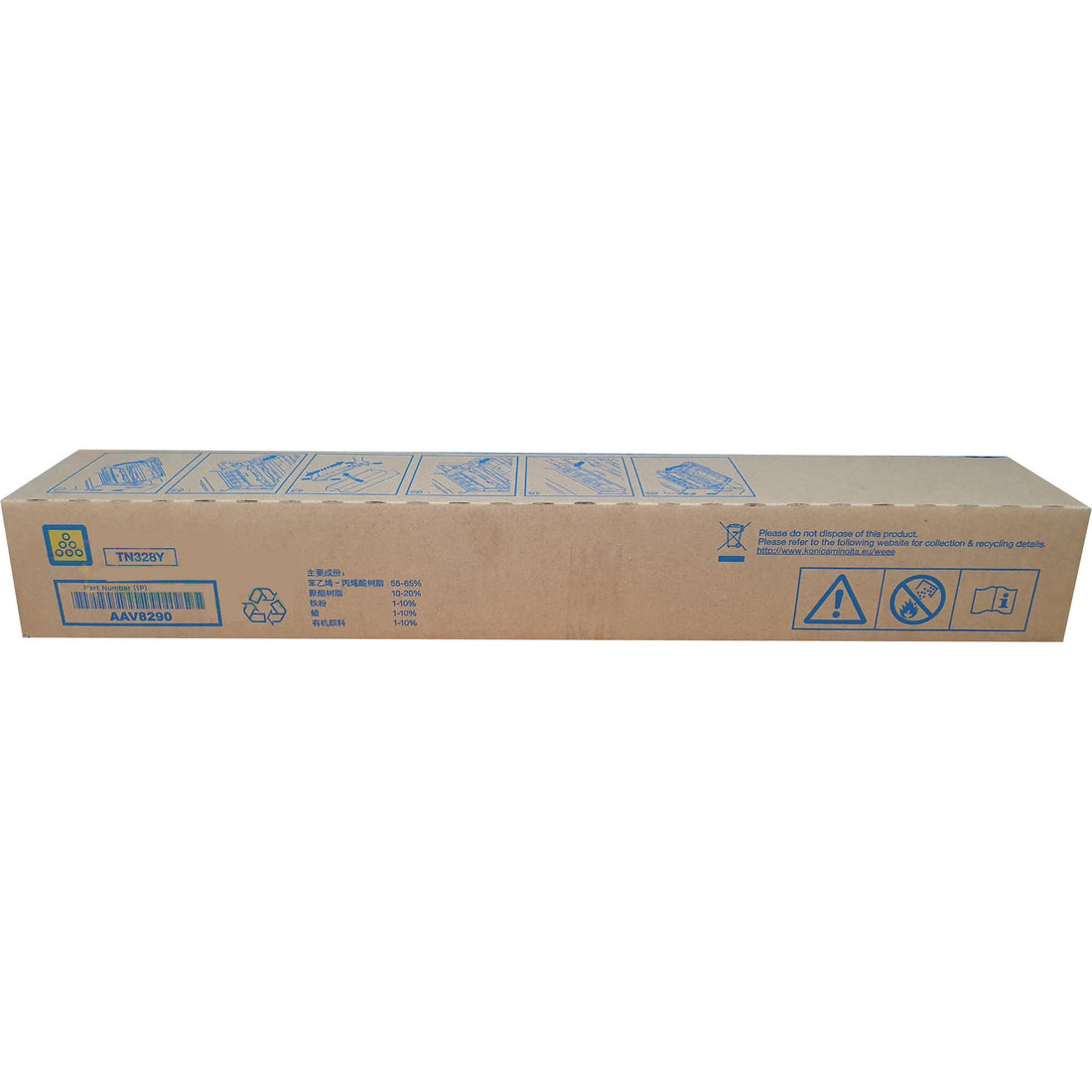 Genuine Konica Minolta TN328Y / AAV8290 Yellow Toner Cartridge 28K Print Yield