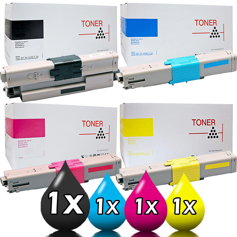 4 Pack OKI White Box C510DN Toner Set 44973552-44469727