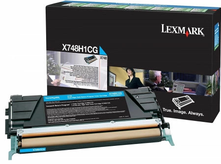 Genuine Lexmark X748H1CG Cyan High Yield Toner Cartridge 10K Print Yield