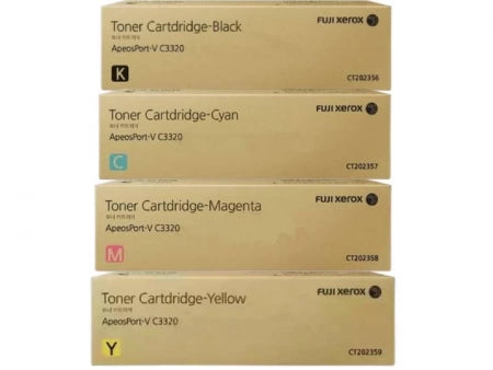 Genuine 4 Pack Fuji Xerox C3320 Toner Cartridges CT202356-CT202359 1BK,1C,1M,1Y