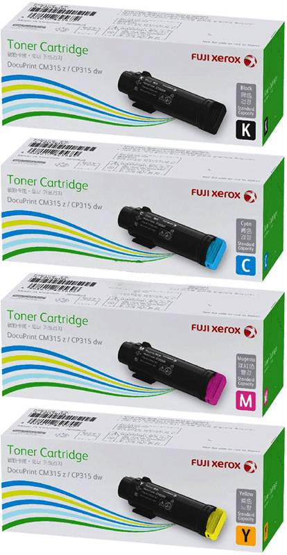 Genuine 4 Pack Fuji Xerox STD Capacity Toner Cartridges (CT202606-CT202609) 1BK,1C,1M,1Y