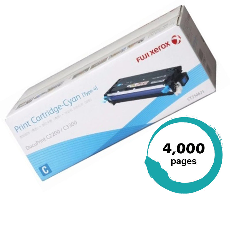 Genuine Fuji Xerox C2200 CT350671 Cyan Toner Cartridge 4,000 Print