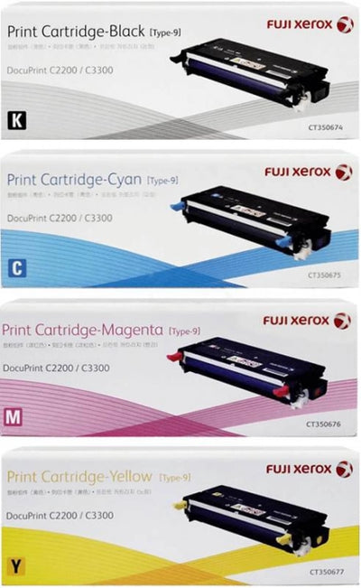 4 Pack Genuine Fuji Xerox C2200 Toner Cartridges 1BK,1C,1M,1Y (CT350674-CT350677