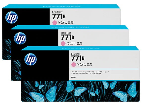 3-Pack Genuine HP 771B B6Y27A Light Magenta Inkjet Cartridge 775M