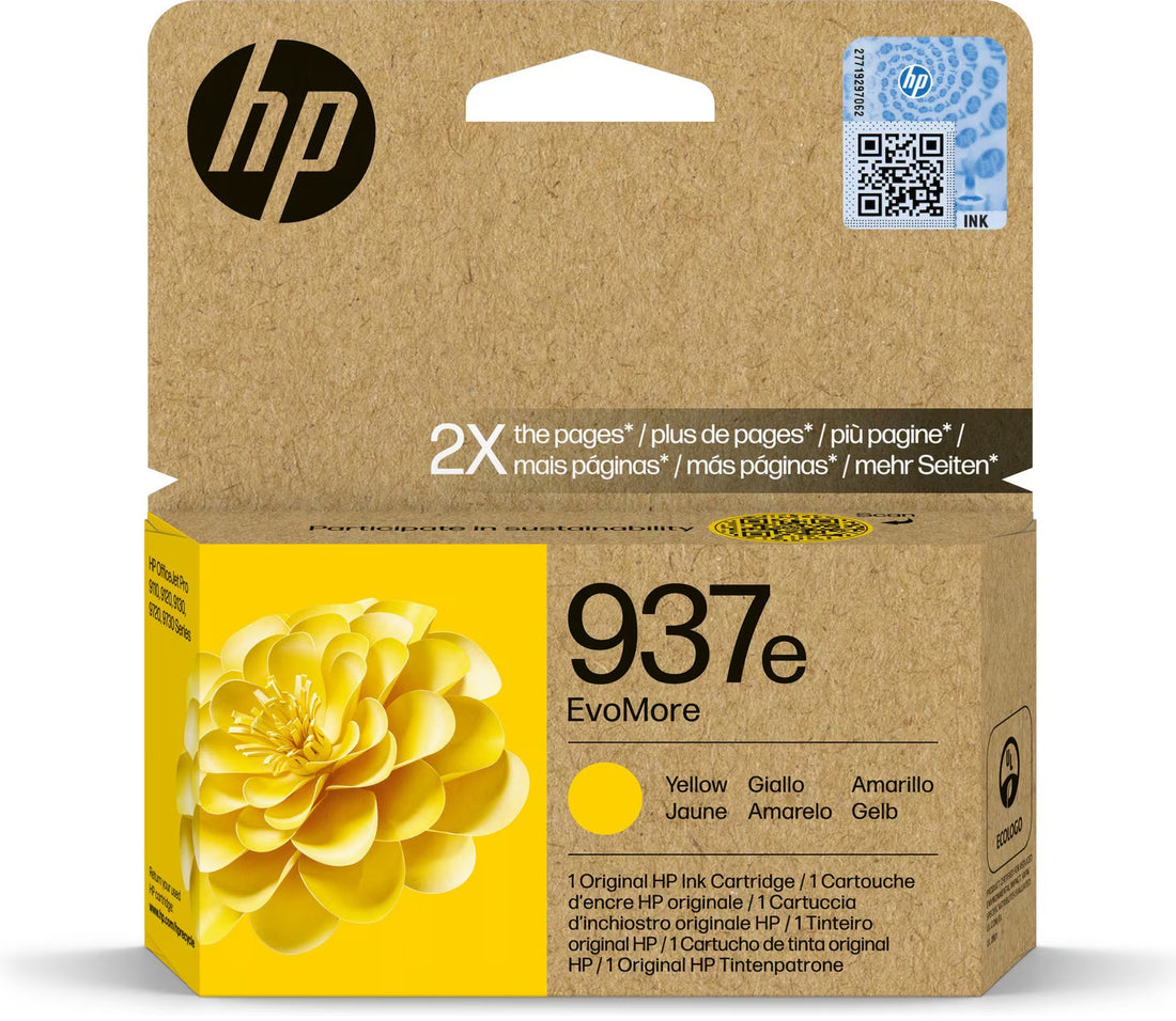 Genuine HP 937e Yellow High Yield Ink Cartridge 4S6W8NA ~ 1,650 Print
