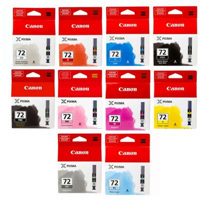 Genuine 10 Pack Canon PGI72 Ink Cartridges 1MBK,1PBK,1C,1M,1Y,1GY,1PC,1PM,1R,1CO